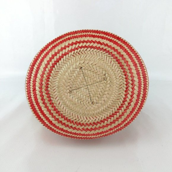 Handwoven Straw Bag with Pom Poms - Picture 3 of 3